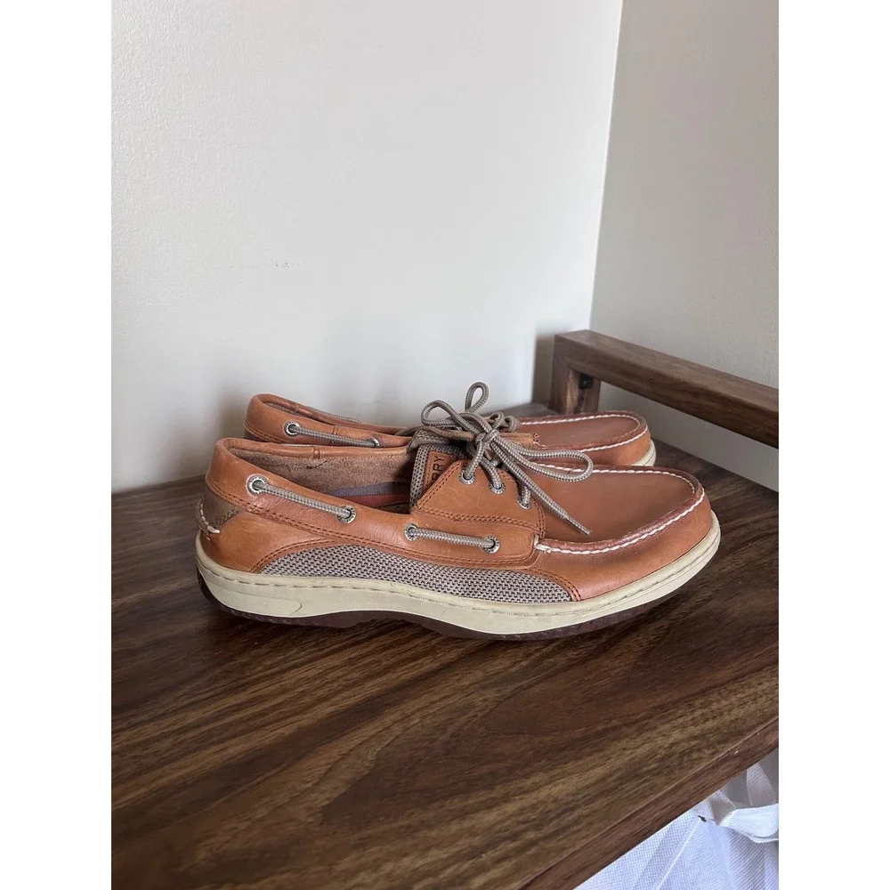 Sperry Top-Sider Billfish Mens Tan Leather Mesh Boat Shoes 11.5M 0799320